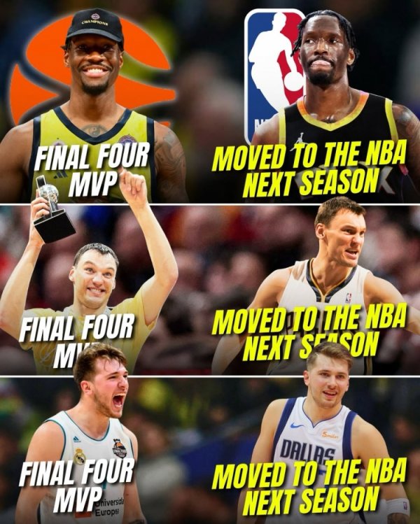 拿到欧冠四强最有价值球员后转而进入NBA！他是第三个、卢卡是第二个！